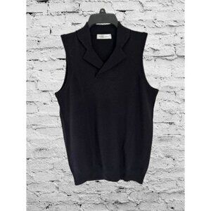 NIGEL HALL Black Wool Henley Sleepless Size Small